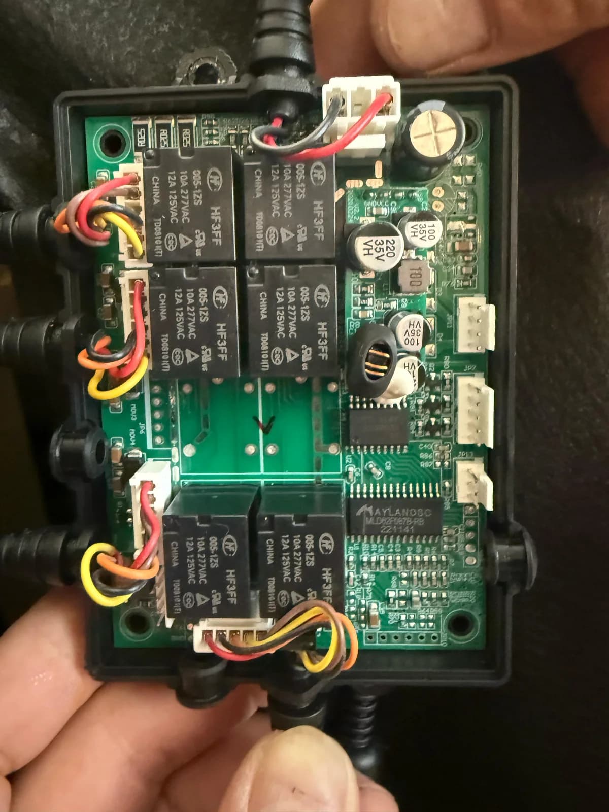 Recliner control board removed from its housing for diagnosis