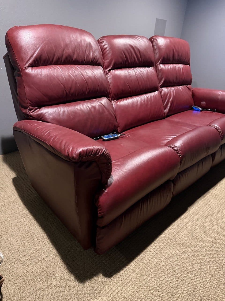 After: Home Theater Leather Recliner Full Reupholstery