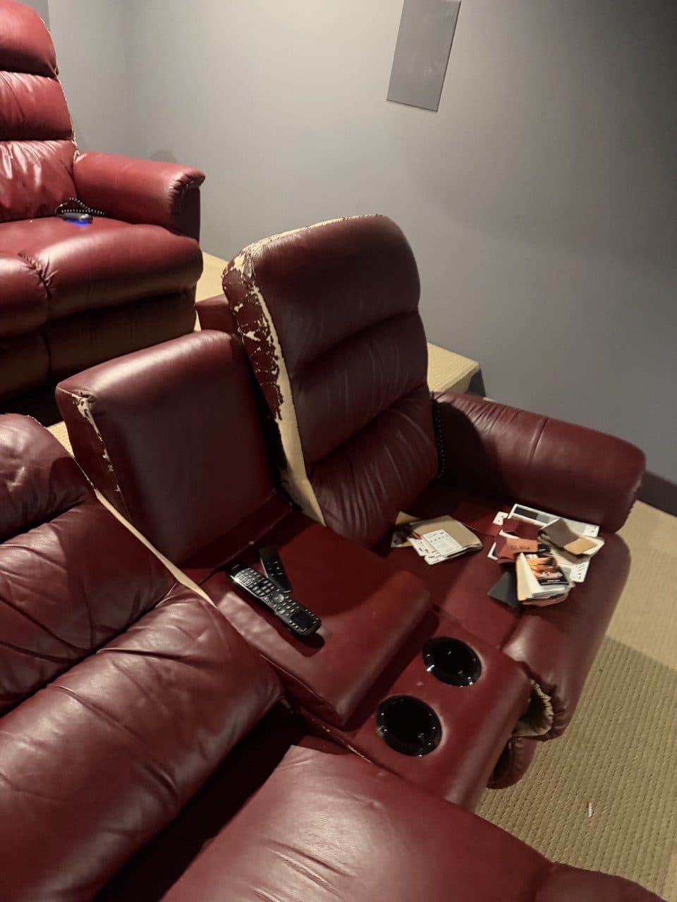Before: Home Theater Leather Recliner Upholstery Replacement