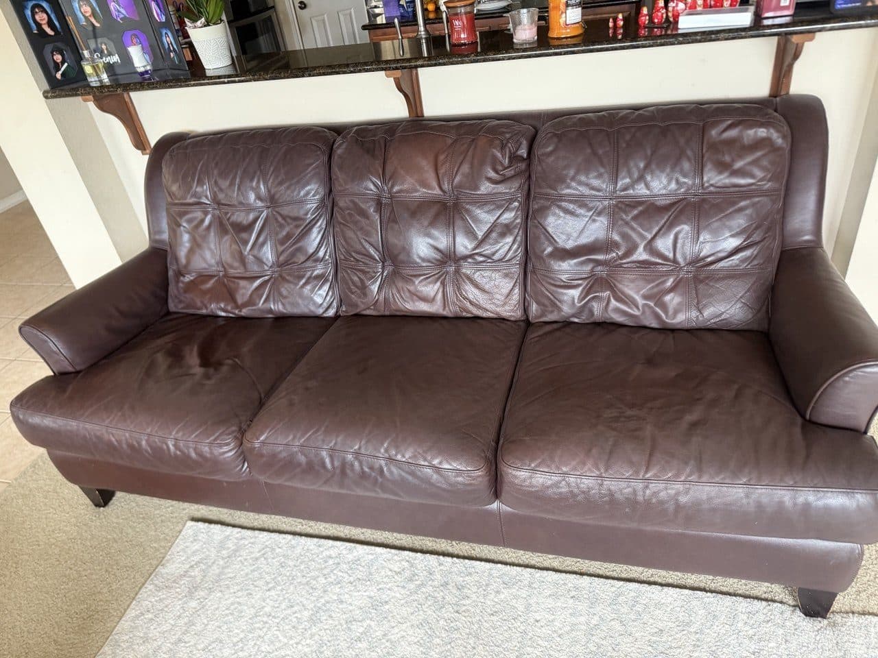 Leather Sofa Seat Cushion Color Restoration And Refinishing