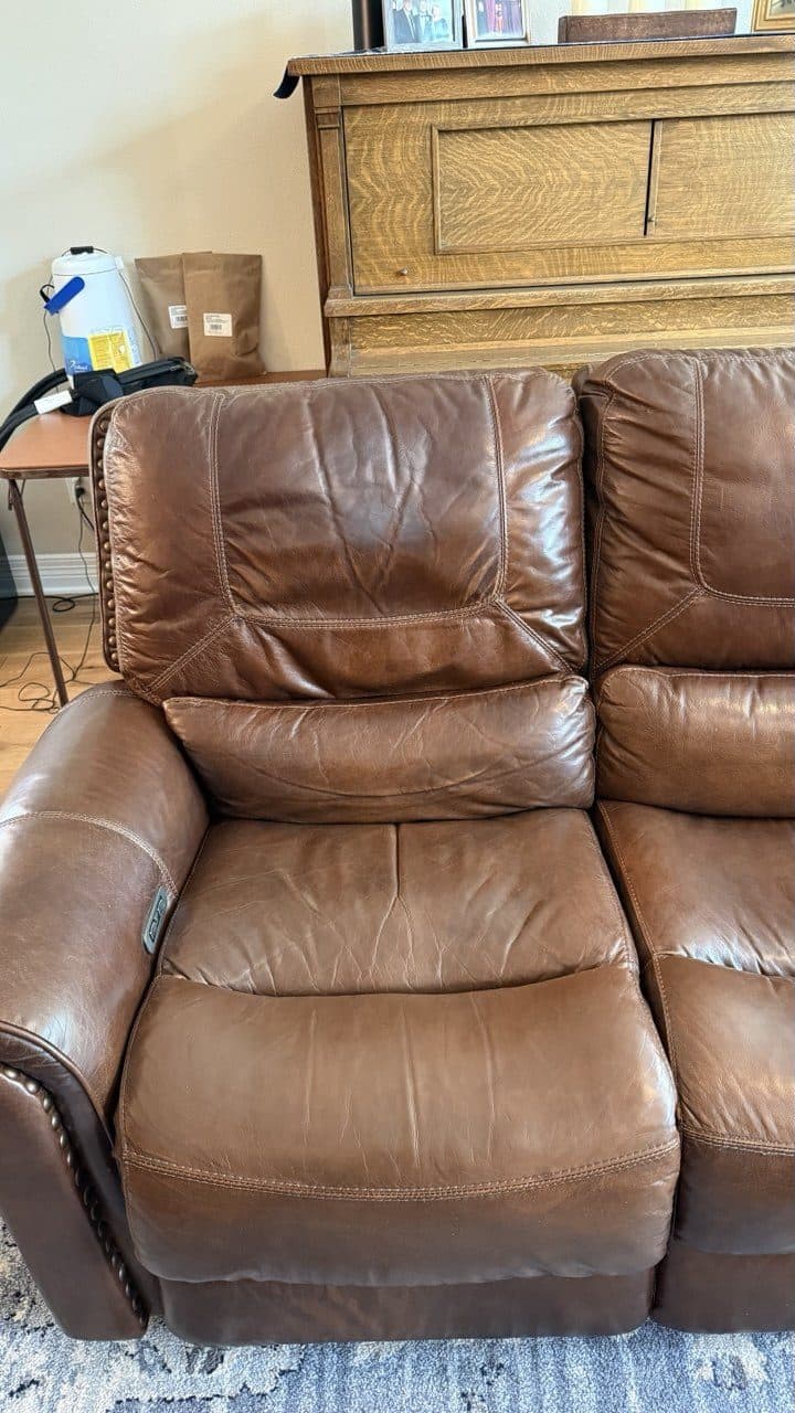 After: The same reclining couch with an even color restored across all three seats