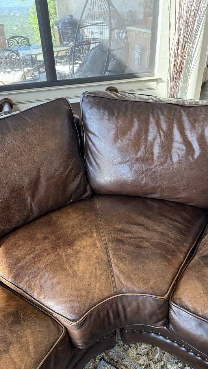 Before: Leather Sectional Sofa Color Restoration