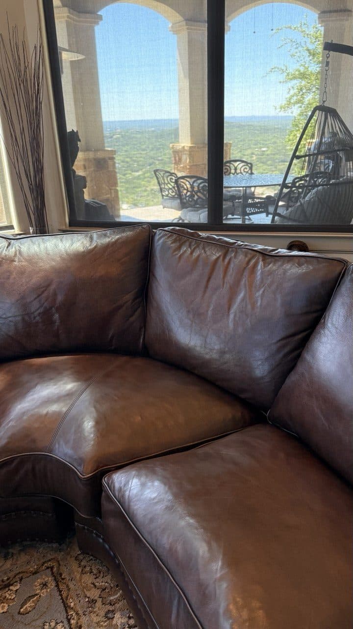 After: Aniline Leather Sectional Sofa Color Restoration