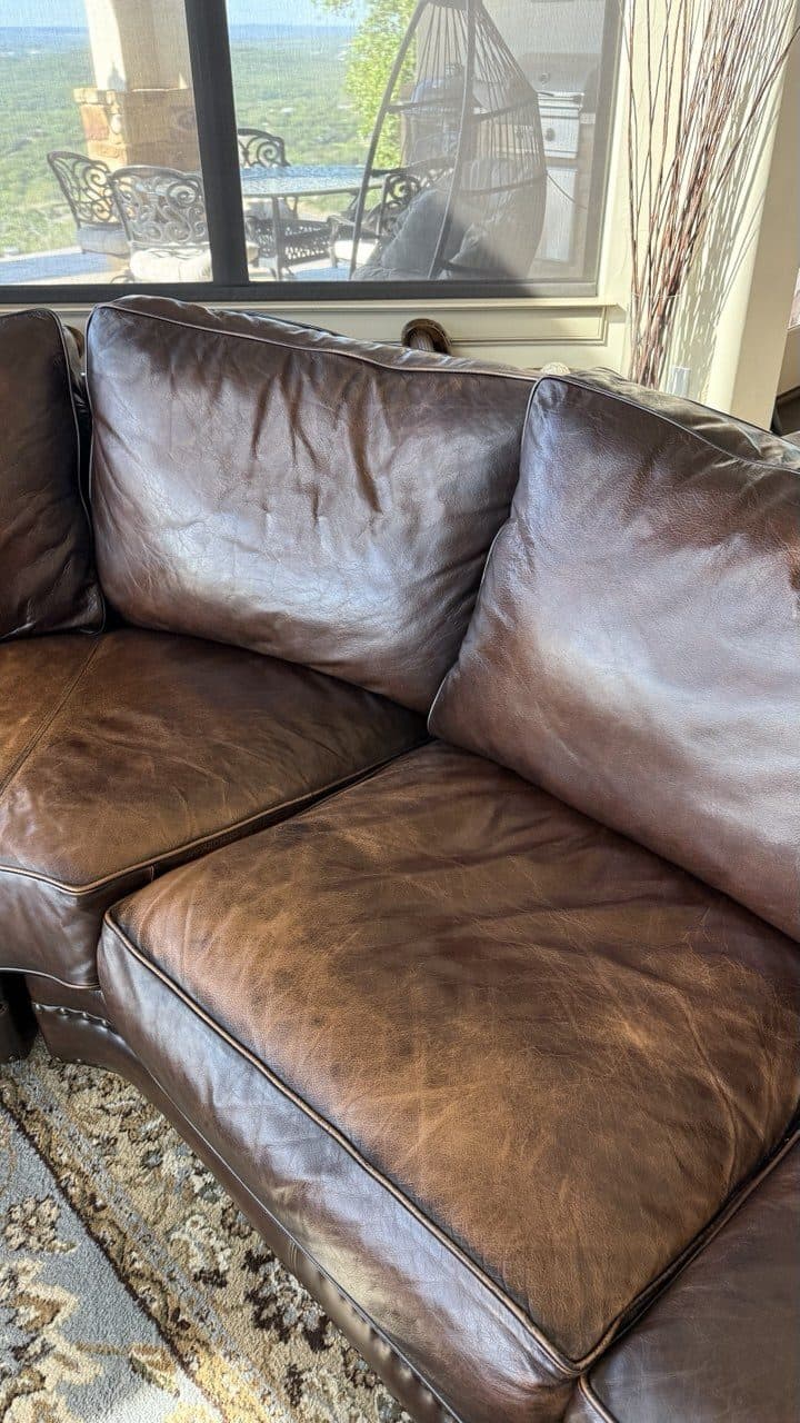 Before: Aniline Leather Sectional Sofa Color Restoration