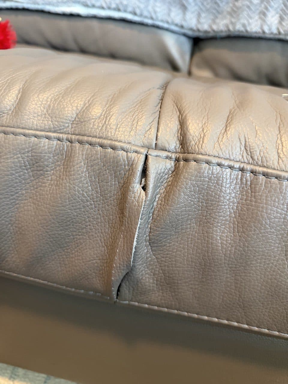 Before: Leather Sofa Seam Tear Repair