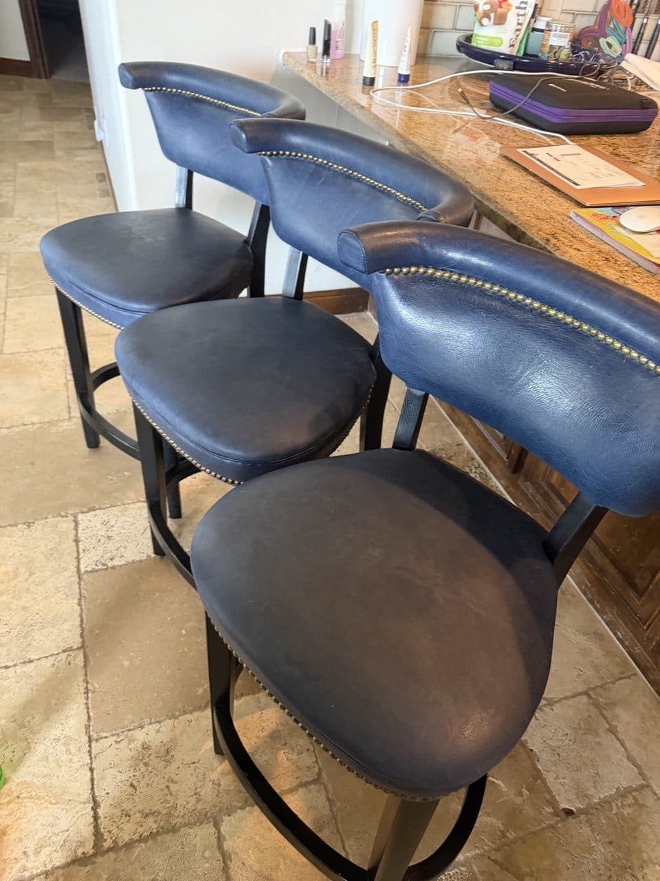 Before: Leather Bar Stool Cleaning & Conditioning