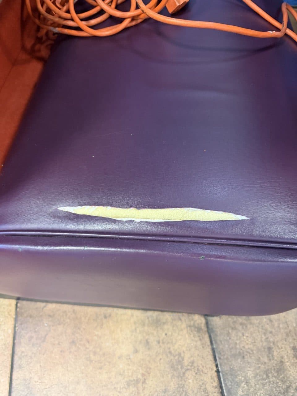 Commercial Restaurant Booth Seat Tear Repair