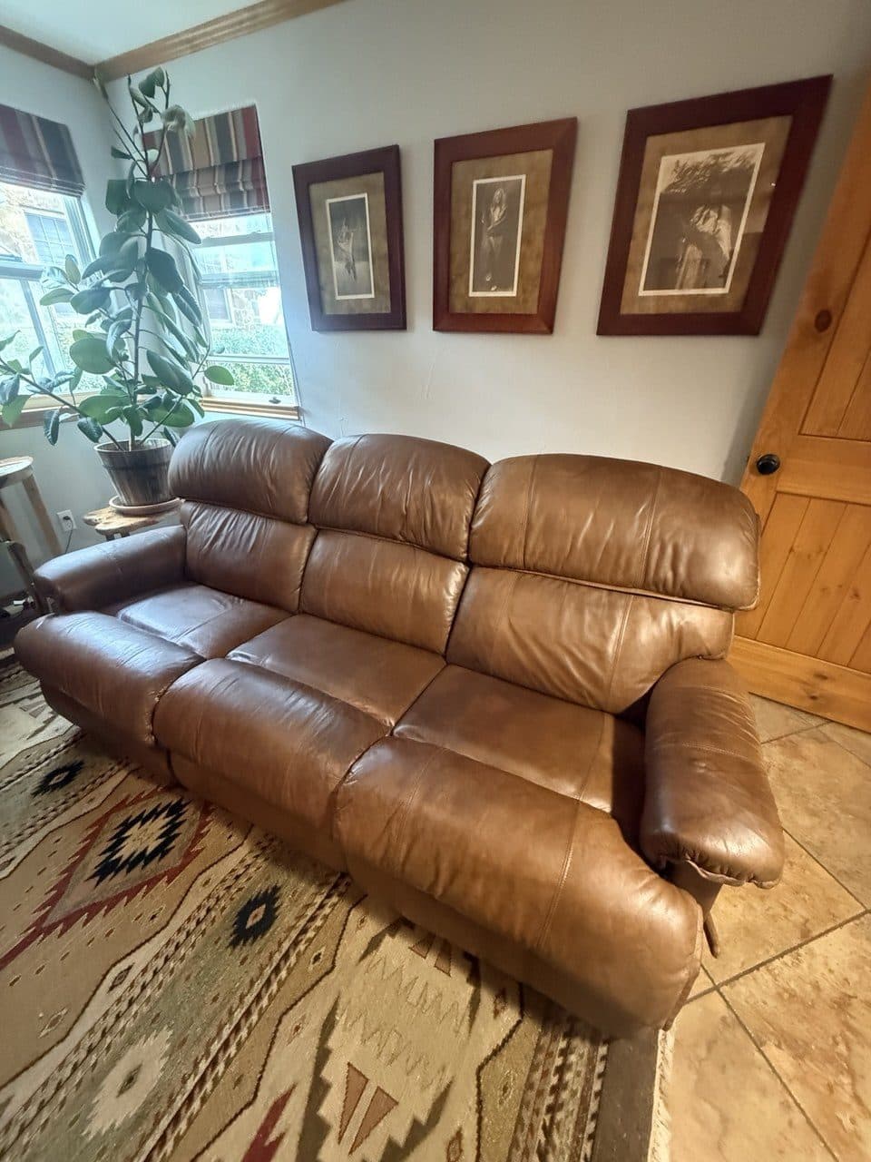 After: Leather Reclining Sofa Color Restoration
