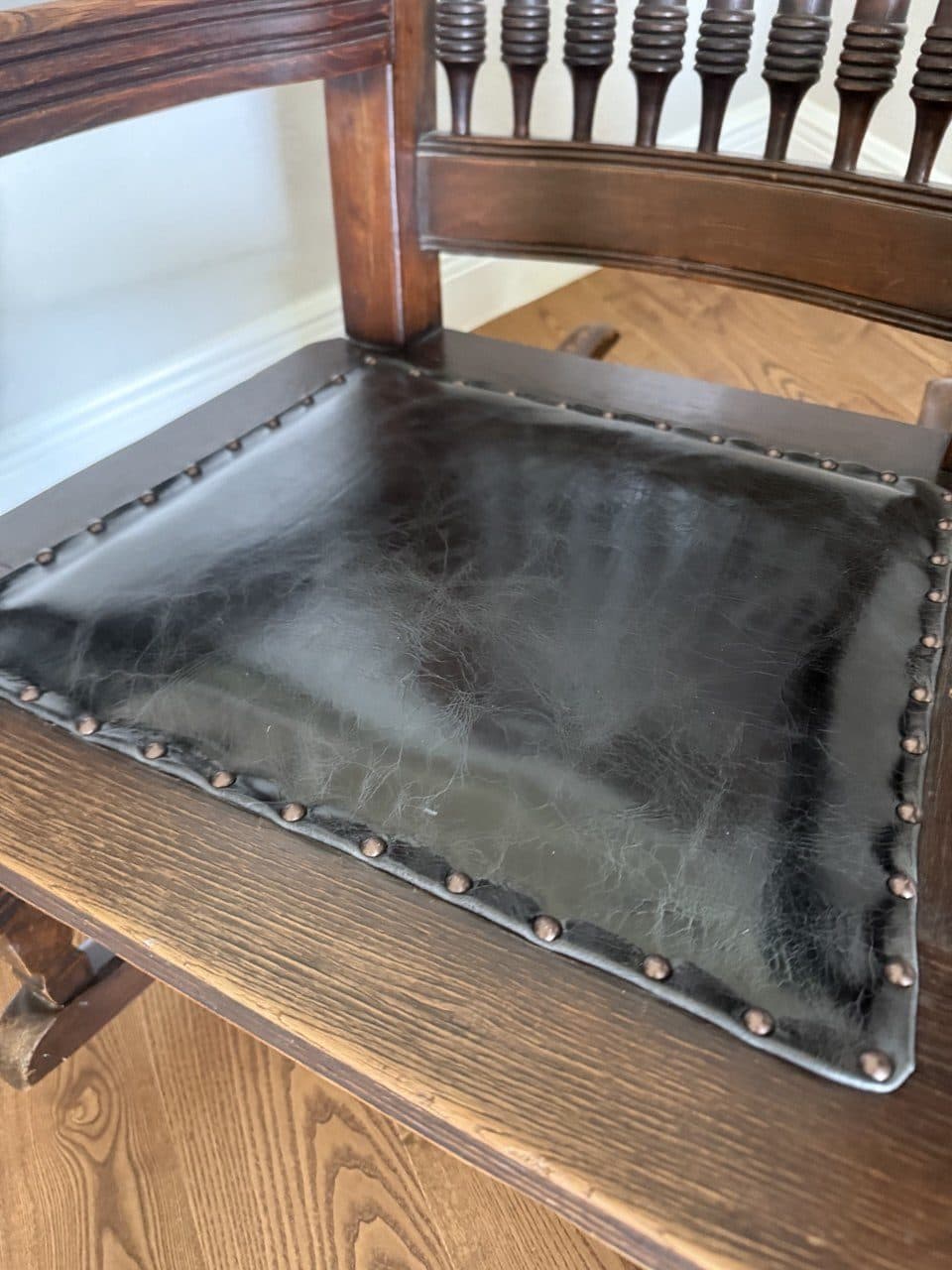 After: Antique Leather Chair Seat Color Restoration