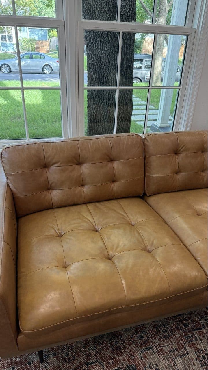 After: Aniline Leather Sofa Stain Removal And Color Restoration