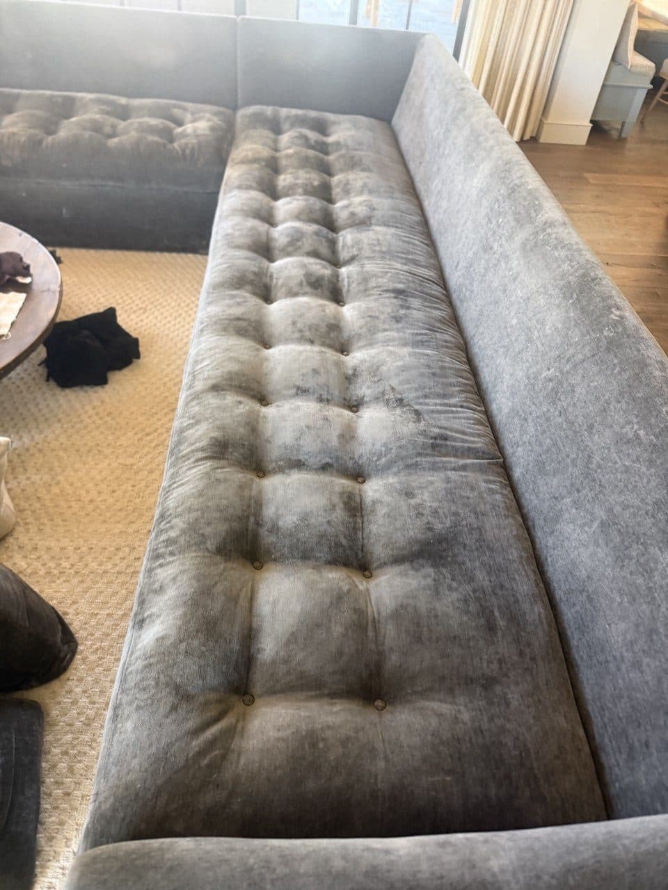 Sofa Button Tufting Repair And Button Reattachment Throughout The Sectional