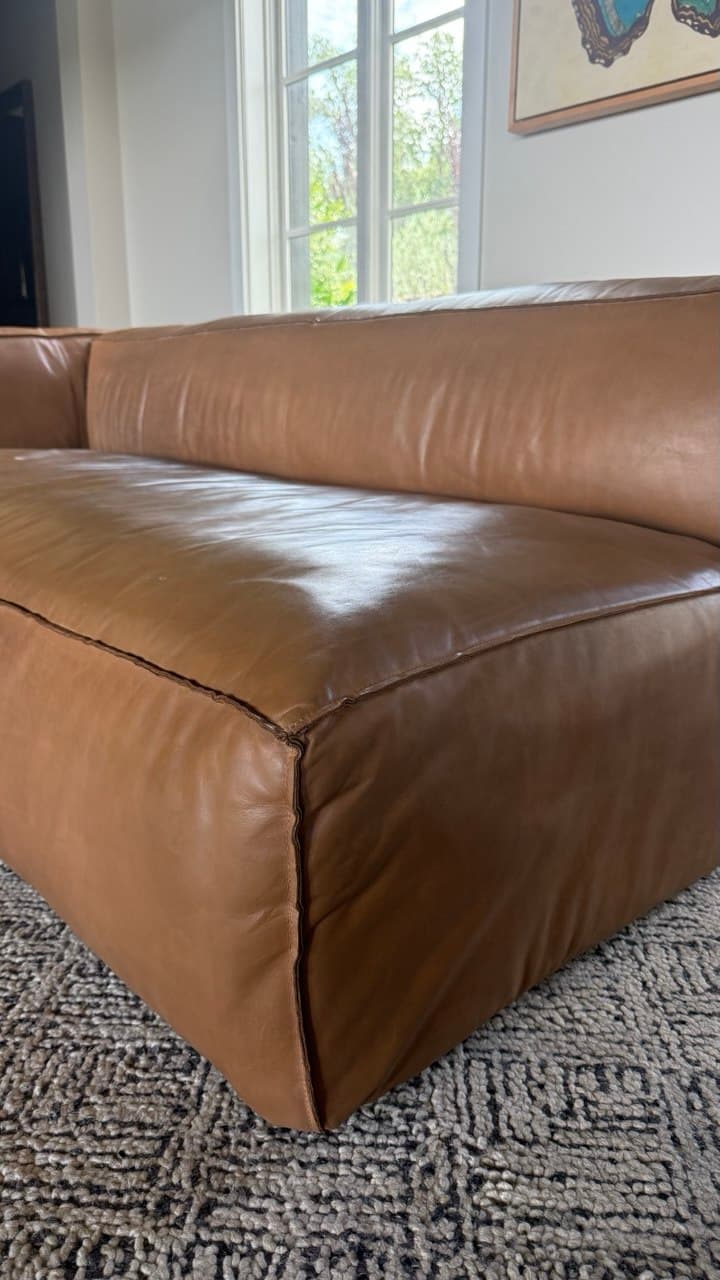 After: Aniline Leather Full Grain Sofa Stain Removal And Color Restoration