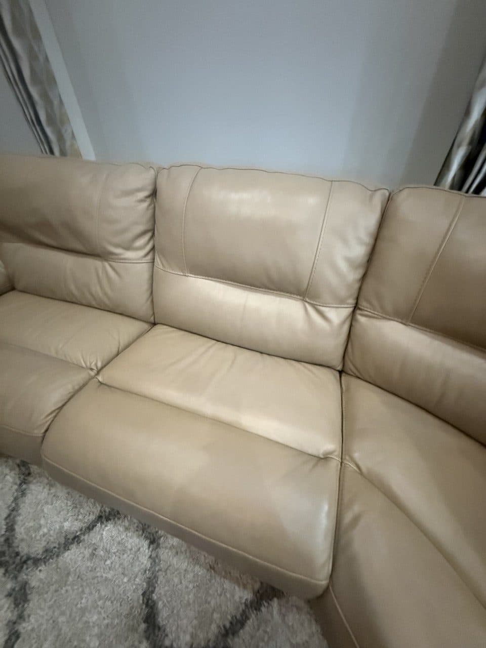 After: Leather Sectional Seat Finish Repair And Color Restoration
